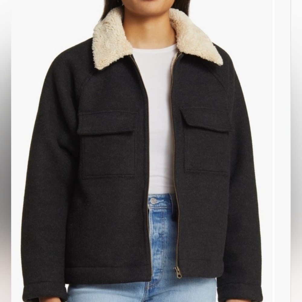 NEW WITH TAGS FAHERTY LEGENT CROPPED FAUX SHEARLING JACKET SIZE L